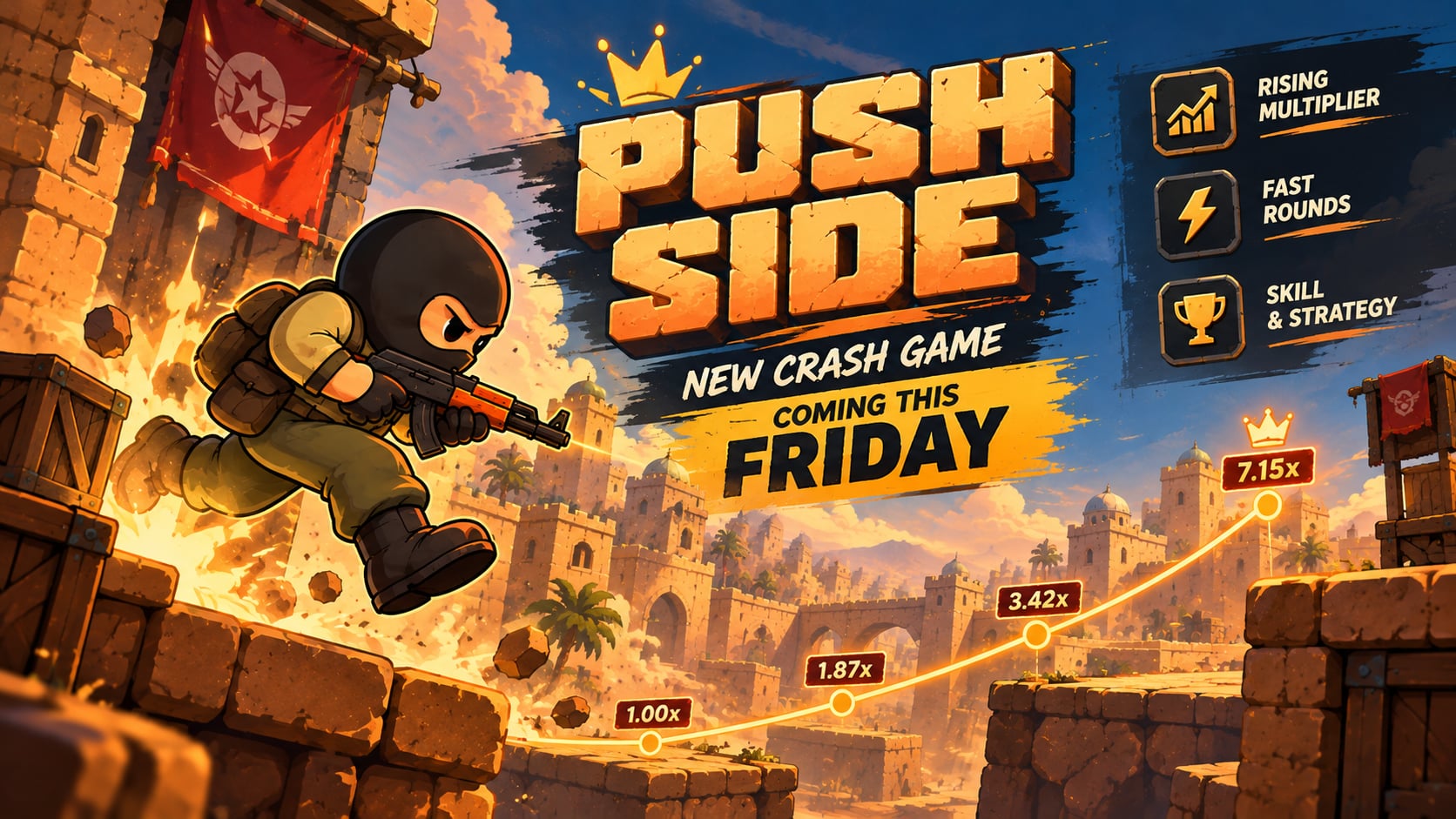 Push Side — new crash game, coming this Friday